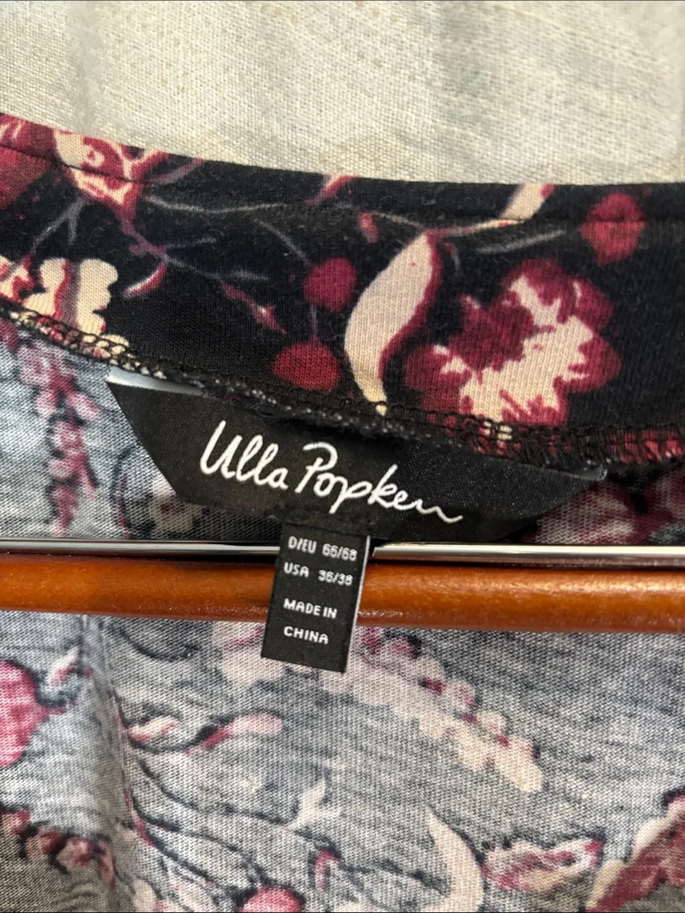 Ulla Popken Floral Short Sleeve V Neck Top Blouse Black Plus Size 6X 36/38